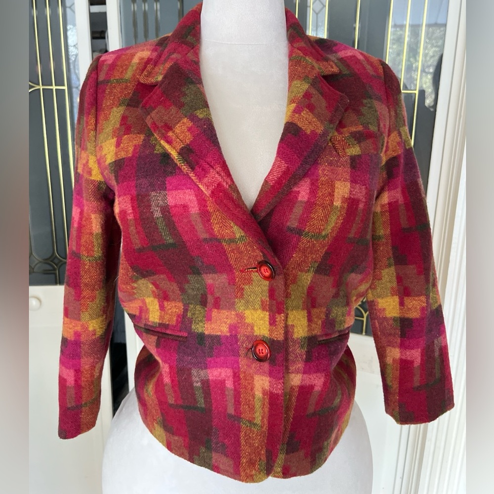 Gallery 80’s Wool Blend Geometric Blazer Made in The USA